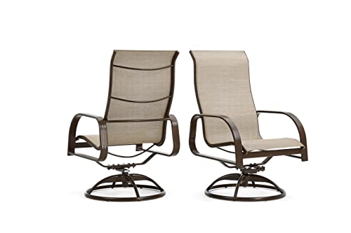 Winston Seagrove II Ultra High Back Patio Swivel Rocker Dining Chairs Set of 2 Sunbrella Pueblo Dune Fabric