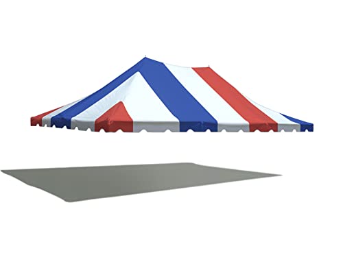 TentandTable 20-Foot x 30-Foot Replacement Pole Tent Top Heavy Duty Blockout Vinyl Red/White/Blue