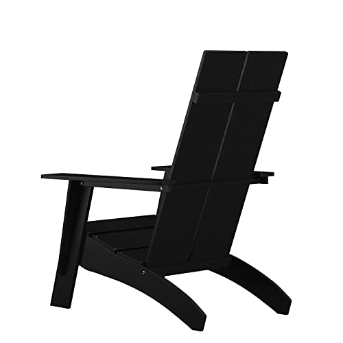 Flash Furniture Set of 2 Sawyer Modern Adirondack Chairs Black