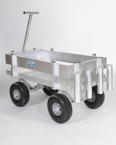 Alumacart Kahuna JR Aluminum Fishing Wagon with Rod Holder Silver