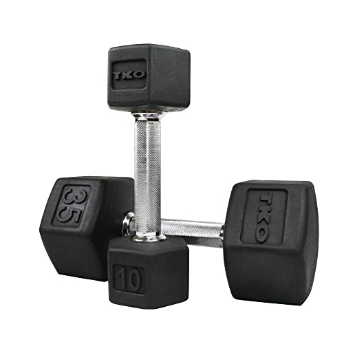 TKO 55-100 lb Rubber Hex DB Set, Tri-Grip