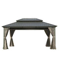 LOPOO Hardtop Gazebo with Aluminum Frame and Steel Double Roof Canopy - Grey