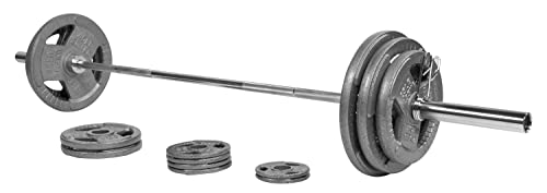 BalanceFrom Signature Fitness Cast Iron Olympic Weight Set with 7FT Barbell 300-Pound Black