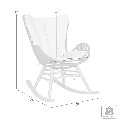 Armen Living Fanny Outdoor Patio Rocking Chair Dark Eucalyptus and Truffle