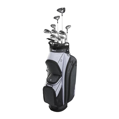 WILSON Women's PlayerFit Compete Golf Set with Cart Bag - Ladies Right Hand, Graphite, Periwinkle/Black