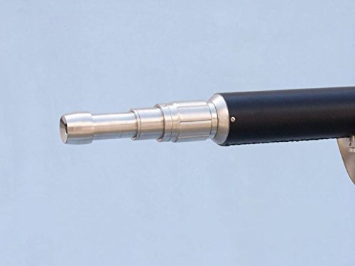 Hampton Nautical Floor Standing Brushed Nickel Leather Telescope 65