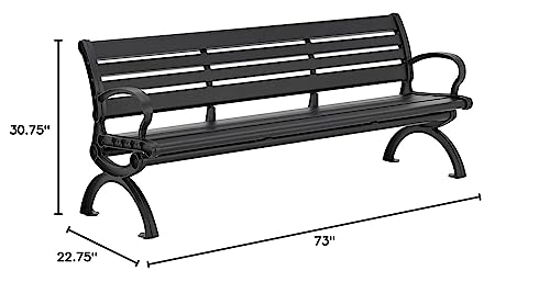 Global Industrial 6' Aluminum Park Bench with Backrest Black