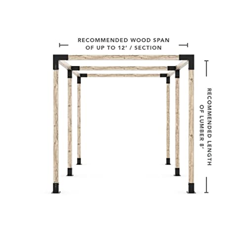 TOJAGRID Any Size Double Pergola Kit for 4x4 Wood Posts