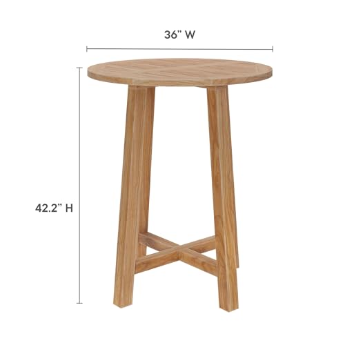 Modway Wellspring 3-Piece Teak Wood Outdoor Bar Set Light Gray Greige