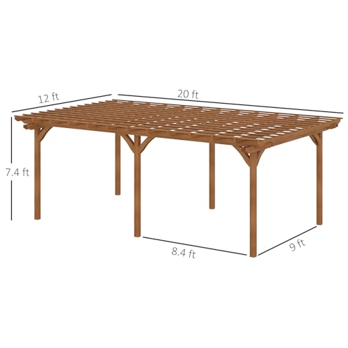 Outsunny 12' x 20' Outdoor Pergola Wood Gazebo Brown