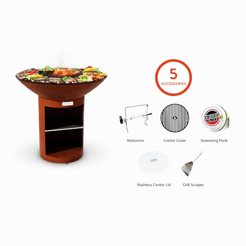 ARTEFLAME Charcoal BBQ Grill and Fire Pit Bundle Rustic Brownish-Red