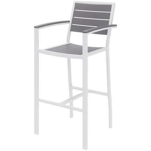 Home Square 3 Piece Aluminum Patio Bar Stool Set Gray and White