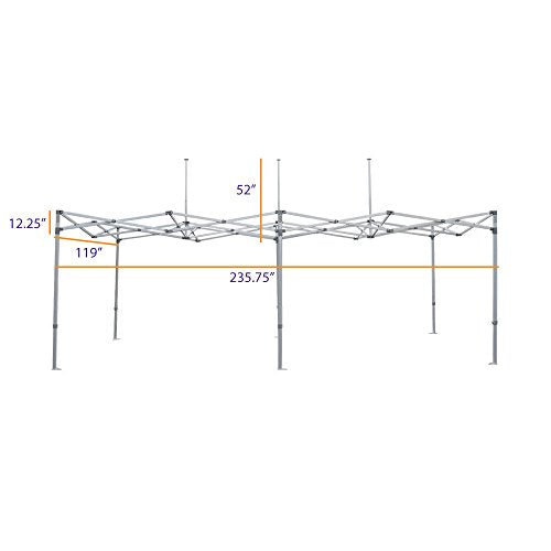 Impact Canopy 10' x 20' Pop-Up Canopy Tent Replacement Aluminum Frame Silver