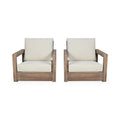 Christopher Knight Home Wesley Outdoor Acacia Wood Club Chairs Set of 2 Brown Beige
