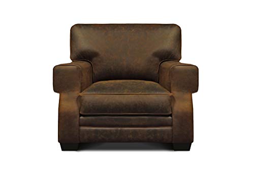 Hello Sofa Home Cordova 100% Top Grain Leather Mid-Century Armchair Espresso
