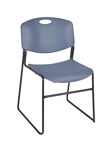 Regency Kobe 42-Inch Square Breakroom Table with 4 Zeng Stack Chairs Mahogany/Blue