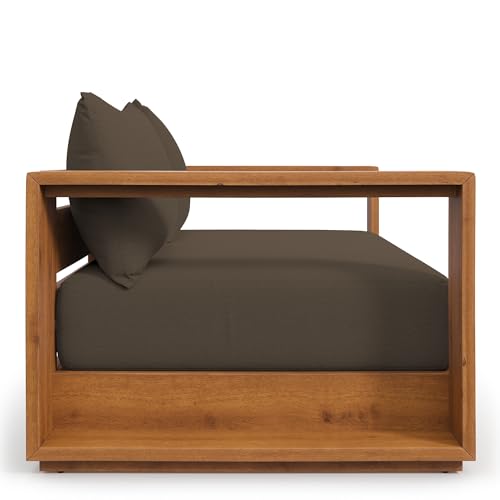 Modway Tahoe Acacia Wood Outdoor Patio Loveseat Natural Cocoa