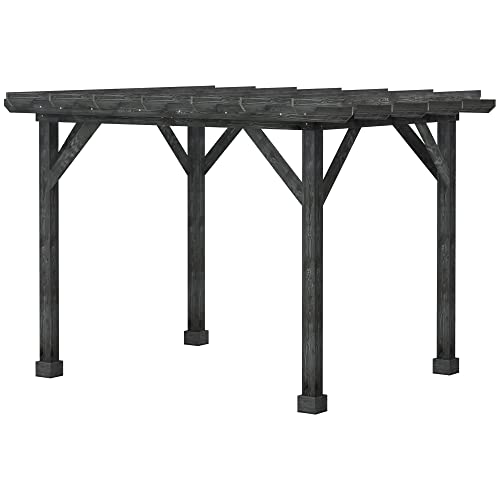Outsunny 12' x 10' Weather-Resistant Cedar Wood Patio Pergola Black