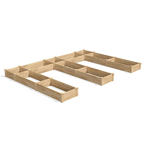Greenes Fence Original Cedar Raised Garden Bed E-Shaped 10' x 14" Natural Cedar