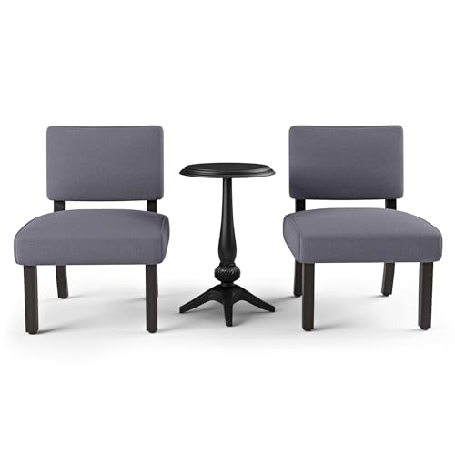 Furniture of America Jetson 3-Piece Wood Accent Table and Chair Set Grey