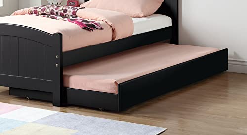 Kaimei Twin Size Bed with Trundle Black Pine Plywood Frame