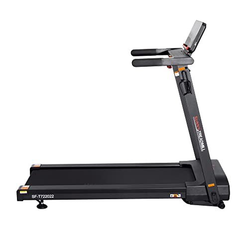 Sunny Health & Fitness Slim Folding Treadmill with 12-Level Auto Incline Black