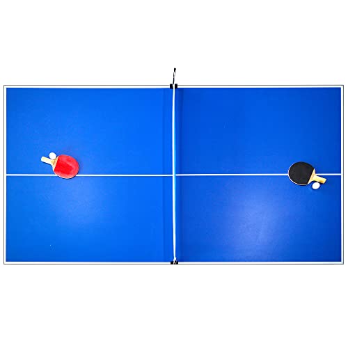 Hathaway Newport 7-ft Pool Table Tennis Combination with Dining Top, Two Storage Benches - Woodtone