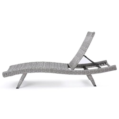 Christopher Knight Home Crete Outdoor Wicker Chaise Lounge Set of 4 Grey