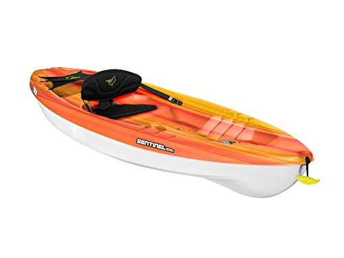 Pelican Sentinel 100X Sit-on-top Kayak - Recreational One Person Kayak - 10 ft - Fade Fireman Red/Yellow