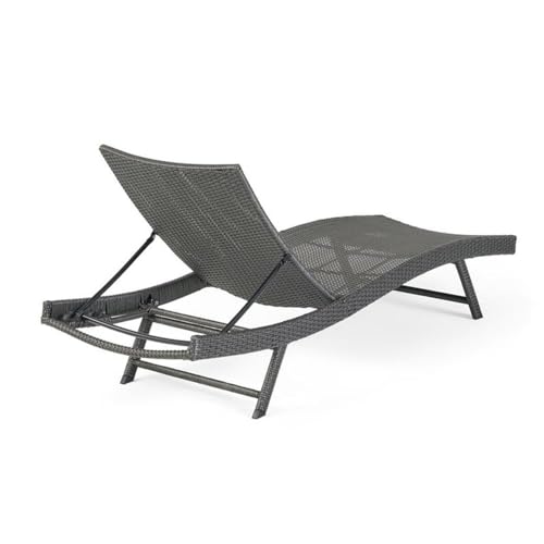 Noble House Kauai Outdoor 6-Pc Wicker Chaise Lounge Set Grey