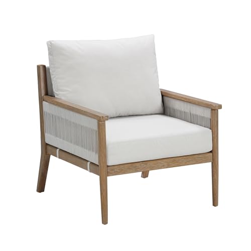 Nathan James Kayden Bohemian Wood Loveseat Sofa Light Brown Wood/Rope/Light Gray