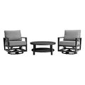 Armen Living Grand Modern Outdoor Patio Swivel Glide Seating Set, 3 Piece Black