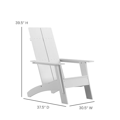 EMMA + OLIVER 4 Harmon Adirondack Chairs & Fire Pit Set White