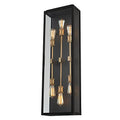 Kalco Ashland Outdoor Wall Sconce 6-Light 240W Matte Black / Sanded Gold