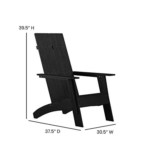 Flash Furniture Set of 4 Sawyer Modern 2-Slat Back Adirondack Chairs Black