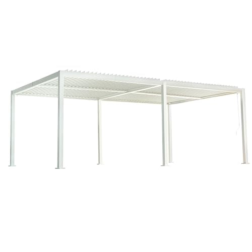 Kozyard 12ft x 20ft Outdoor Louvered Pergola Aluminum Gazebo with Adjustable Roof White
