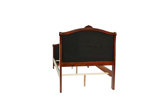 Kaimei Dark Cherry Twin Bed Espresso Faux Leather