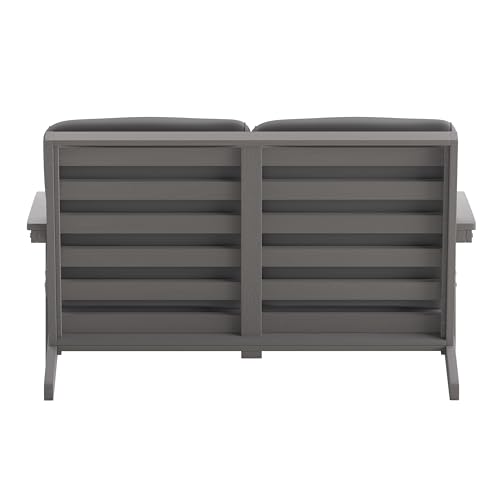 Flash Furniture Charlestown Adirondack Loveseat with Cushions Gray