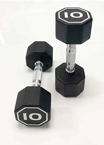 Generic Apollo Odorless Octagon Rubber Dumbbell Set 5lb-30lb 6 Pairs Total 210 lb Dumbbell with Rack Black