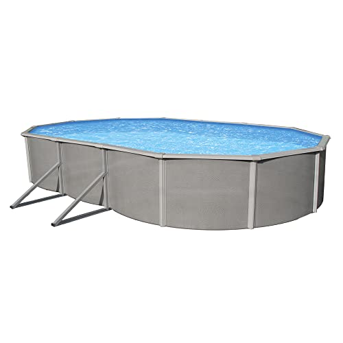 Blue Wave Belize Oval Metal Wall Swimming Pool Package Metallic