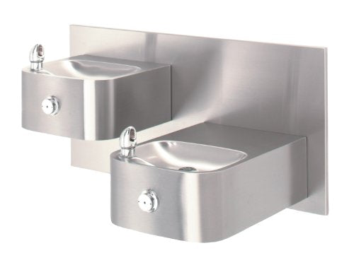 Haws Dual Satin Finish 14 Gauge 304 Stainless Steel "Hi-Lo" Barrier-Free Wall Mounted Drinking Fountain Stainless Steel