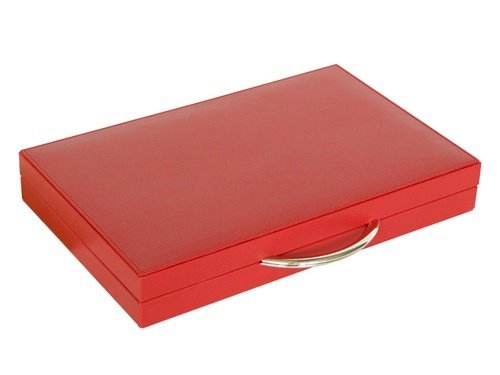 Zaza & Sacci Leather Backgammon Set 15" Travel Attache Case Red