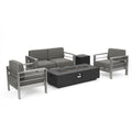 Christopher Knight Home Cape Coral 5-Piece Outdoor Chat Set with Fire Table Grey/Dark Grey