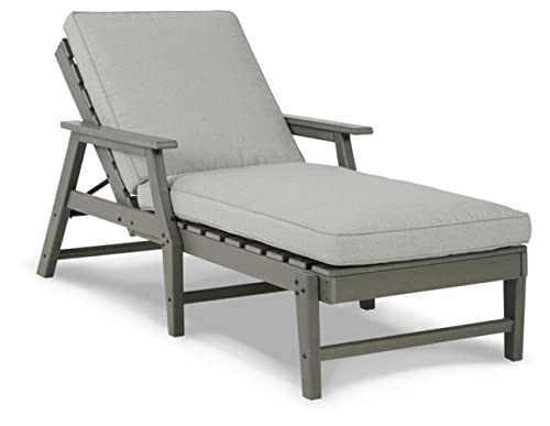 Signature Design by Ashley Visola Contemporary Outdoor Chaise Lounge with Adjustable Backrest Grey