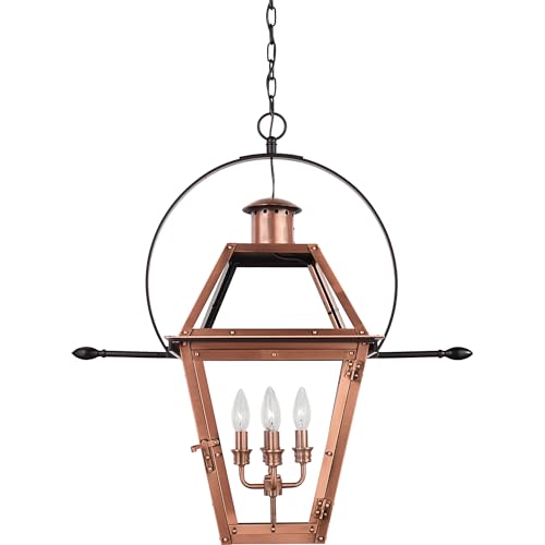 Quoizel Rue De Royal Charleston Outdoor Hanging Lantern 30 Inch 4-Light Aged Copper