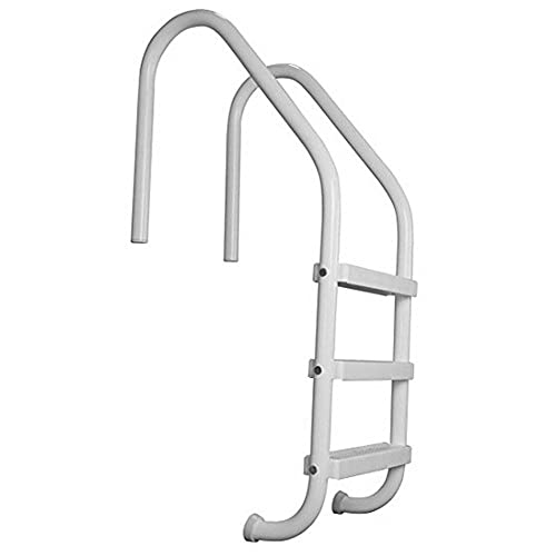 SAFTRON 3 Step High Impact Polymer Pool Ladder with Surface Mounting Base 2 Pack White