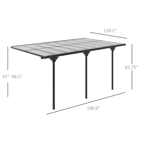 Outsunny 16.5' x 10' Outdoor Polycarbonate Pergola Gray
