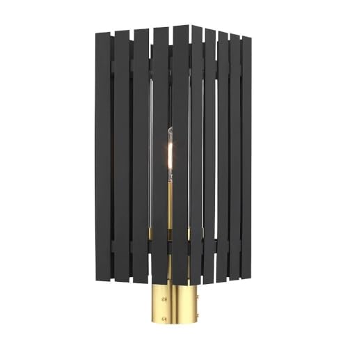 Bailey Street Home Industrial Outdoor Post Top Lantern 8" Wide 19.75" High Black/Satin Brass