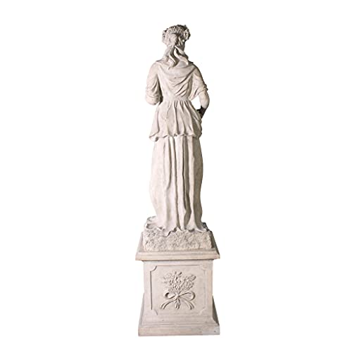 Design Toscano Spring Woman of the Four Seasons Garden Statue & Plinth 89 inch Faux Limestone