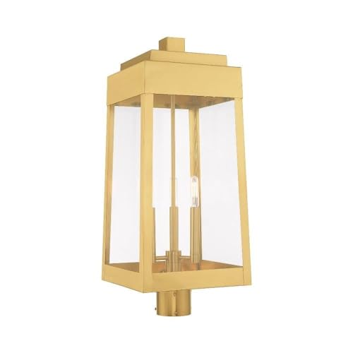 Livex Outdoor Post Top Lantern 24.75" Three Light Satin Brass